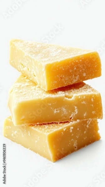 Obraz Delicious yellow cheese blocks stacked on each other, showcasing rich texture and color in a bright setting