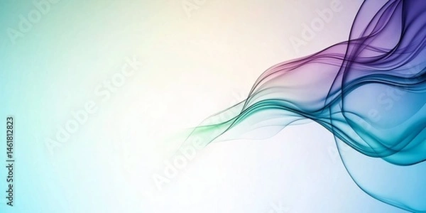 Fototapeta abstract white background with smooth lines in blue, purple and green colors