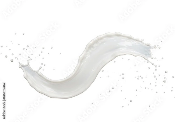 Obraz Creamy Milk Splash Dynamic Flowing White Liquid Dairy Product Freshness Food Wave Pure Cool Drink