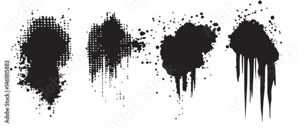 Fototapeta Abstract Black Ink Splatter Textures HighResolution