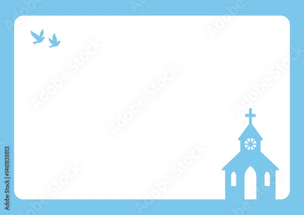 Fototapeta チャペル(窓)×コピースペース(ブルー)