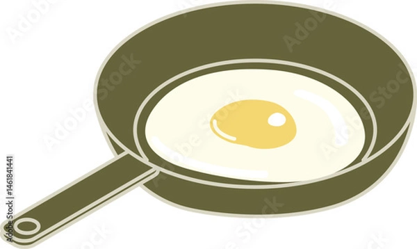 Fototapeta 目玉焼きを作っているフライパンのイラスト