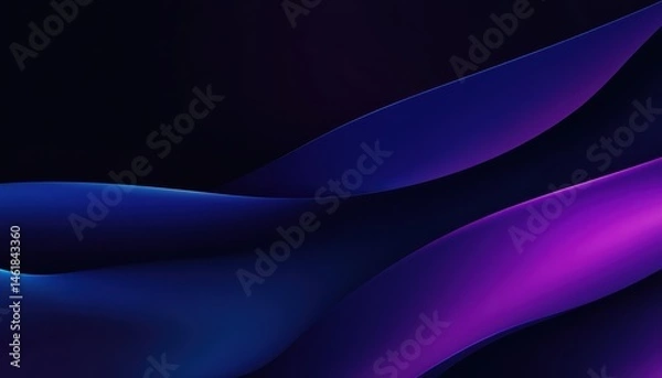 Fototapeta Abstract Dark Wavy Background with Blue and Purple Gradient Smooth Texture and Dynamic Flowing Lines for Modern Design Wallpaper with Futuristic Elements