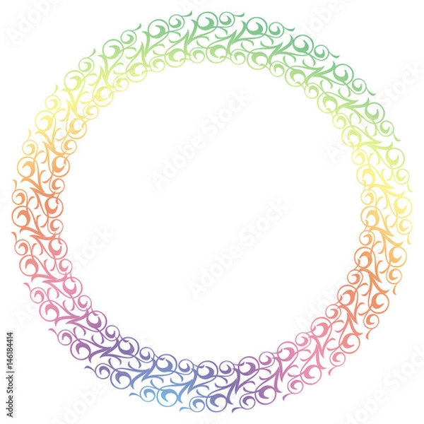 Fototapeta Beautiful round gradient frame. Color silhouette frame for advertisements, wedding and other invitations or greeting cards. Raster clip art.