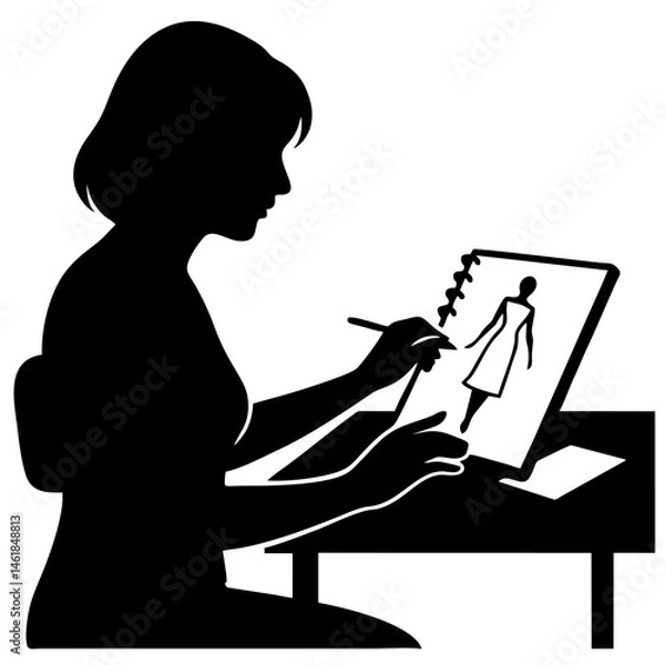 Fototapeta vector of women busy in sketching.