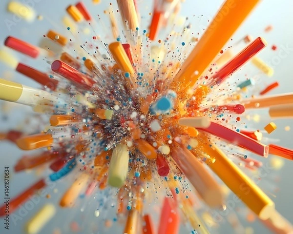 Fototapeta Vibrant and dynamic abstract explosion of colors representing creativity and energy. Ideal for projects focusing on innovation, technology, or artistic expressions.