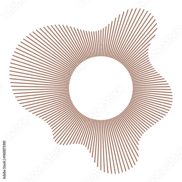 Fototapeta Circular wave. Sound circle lines. Wavy radial frame pattern. Sound ring mockup. Radial rays. Equalizer logo, radial spectrum. Voice symbol. Depicting audio music icon. Trendy mocha mousse color.