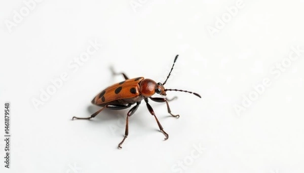 Fototapeta A lone bug meticulously displayed against pure white backdrop, arthropod, illustration