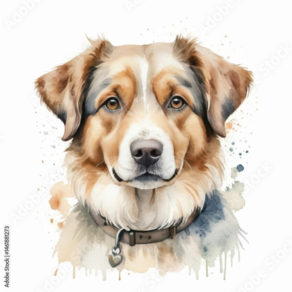 Obraz Charming Watercolor Painting of a Friendly Dog Portrait With Soft Colors