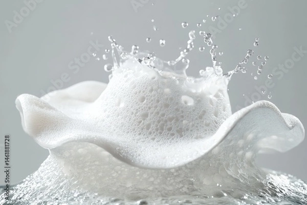 Fototapeta Hyper-realistic white foam hat with bubbles and soft lighting
