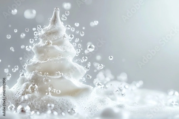 Fototapeta A dreamy holiday featuring foam-based Christmas shapes.