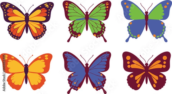 Obraz Vibrant Spring Butterfly Vector Clipart for Designers