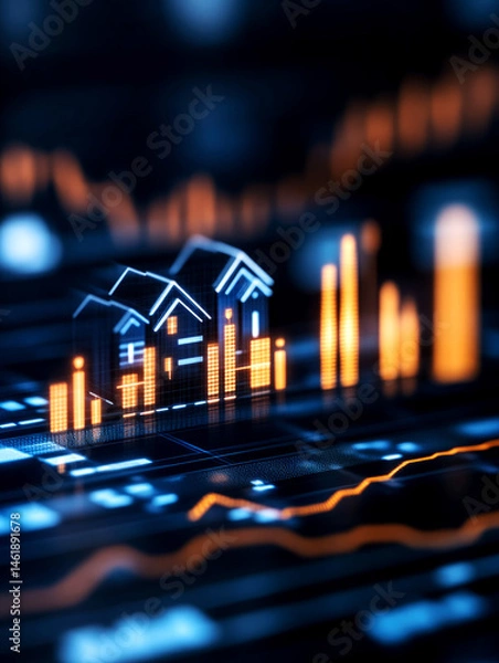 Fototapeta Property Loan Approval Trends in Real Estate Data Analysis Digital Market Urban Environment Statistical Insights