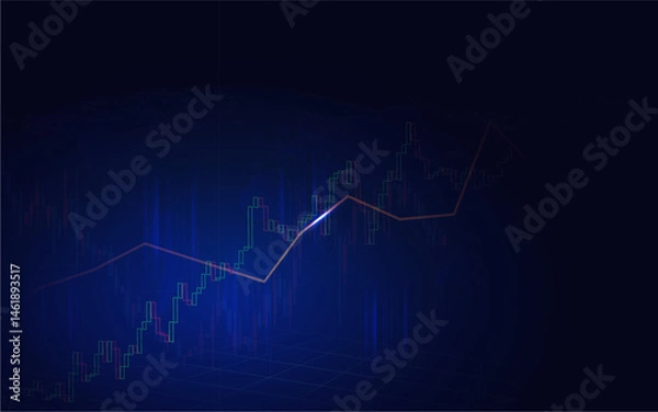 Fototapeta Stock market or forex trading graph in graphic design concept.