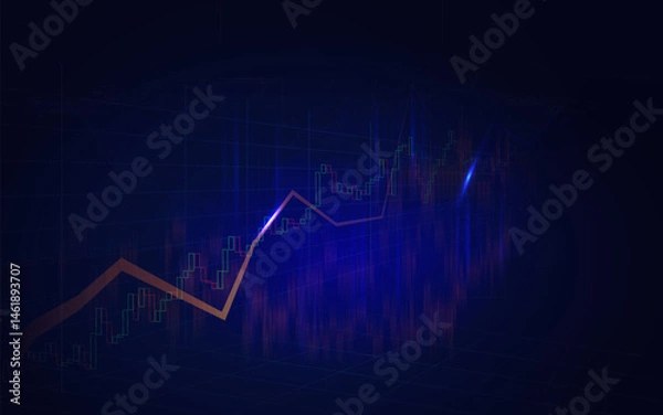Fototapeta Stock market or forex trading graph in graphic design concept.