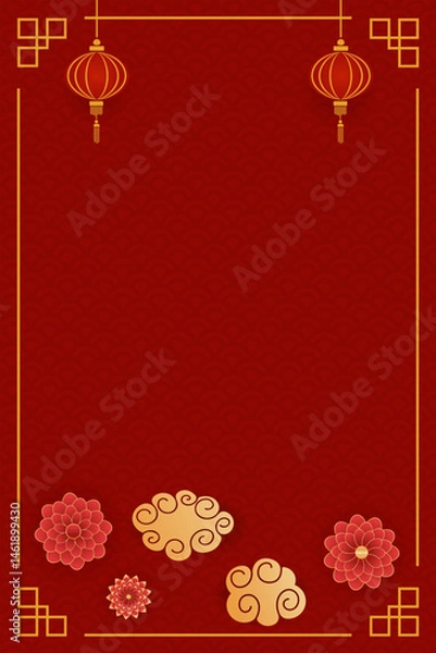 Fototapeta blank vertical colorful template for chinese new year greeting