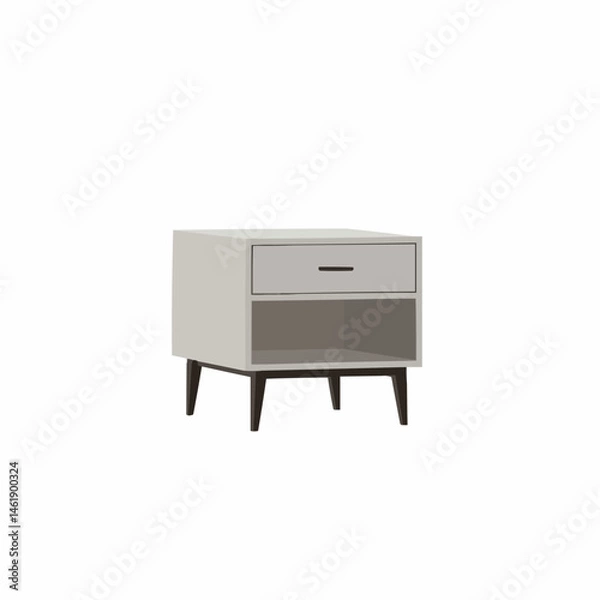 Fototapeta Minimalist bedside table with a light gray drawer and sleek dark pull
