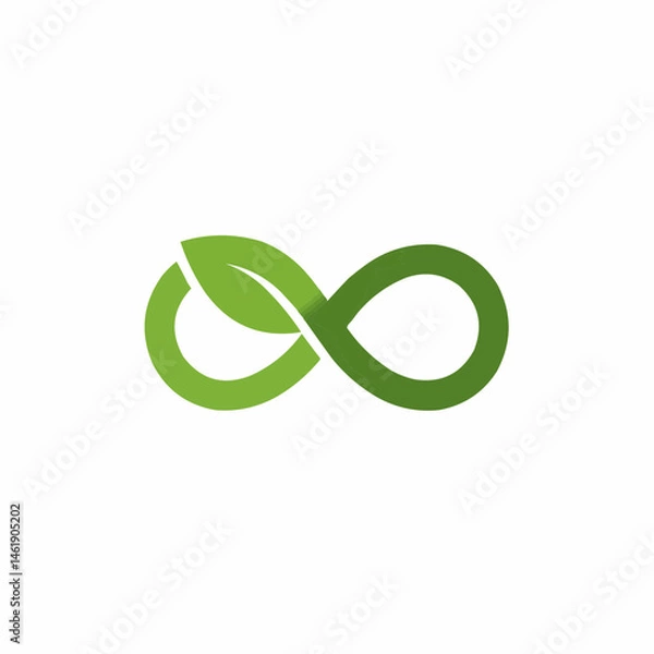 Fototapeta A minimalistic logo showing an intertwining leaf and circle, a symbol for sustainability