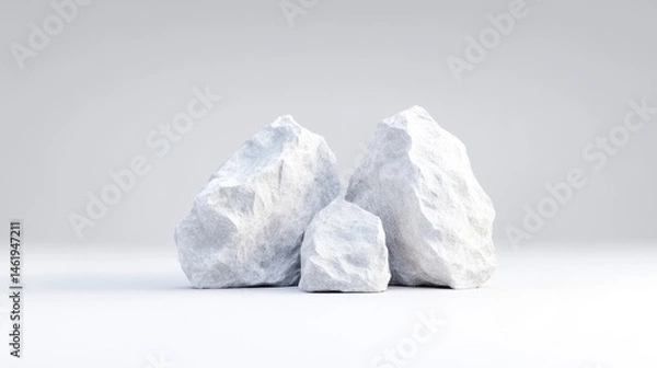 Fototapeta Three white rocks on a plain background