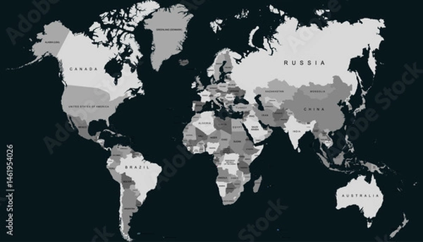 Obraz World map. Modern color vector map. Silhouette map.	