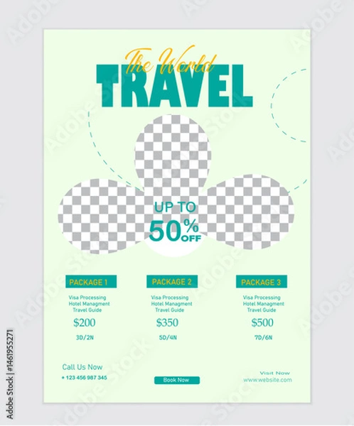 Obraz CREATIVE TRAVEL FLYER DISIGNE MOCKUP LAYOUT.