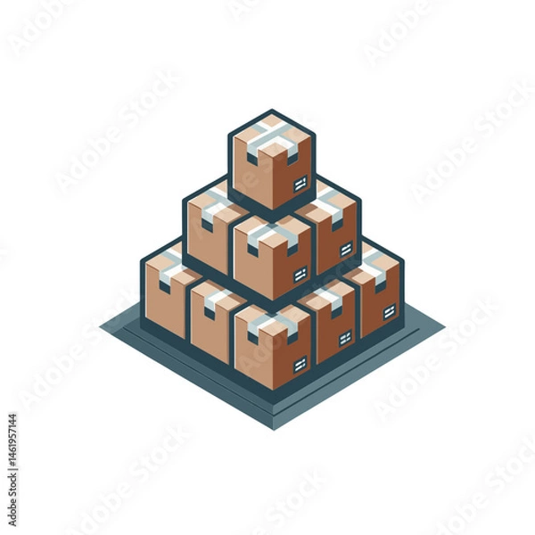 Fototapeta Vector illustration of stacked boxes for shipping concept, organized design