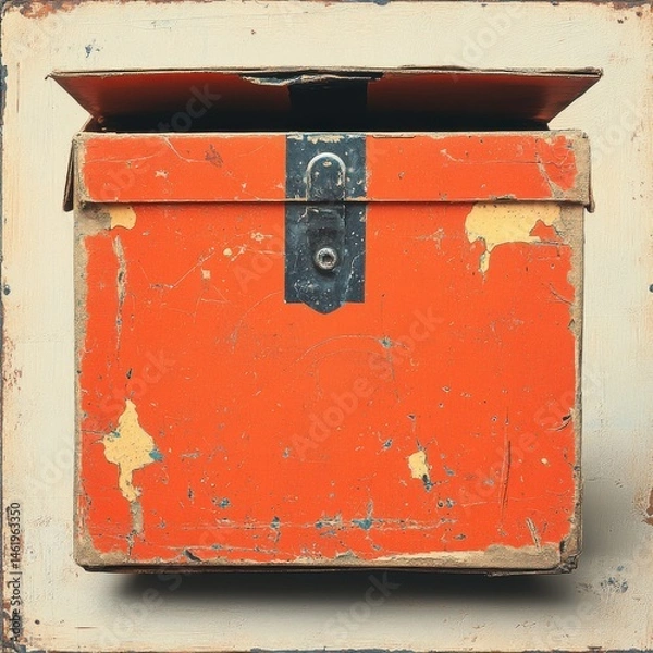 Obraz archive box icon on warm tone texture, rustic clay highlight