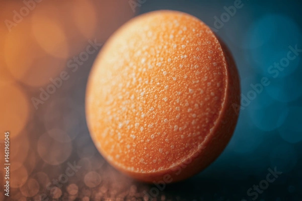 Obraz Pharma tablet close up with textured surface on production line under soft lighting