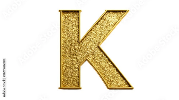 Obraz Golden letter K with sparkling texture on transparent background