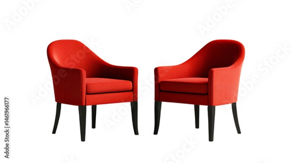 Obraz Elegant red chairs on transparent background for modern decor