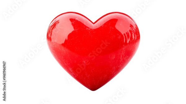Fototapeta Bright red heart shape with glossy finish on transparent background