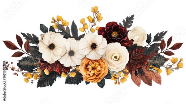 Obraz Floral arrangement with autumn colors and greenery for decorative use