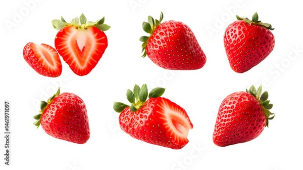 Obraz Fresh strawberries on a transparent background for culinary use