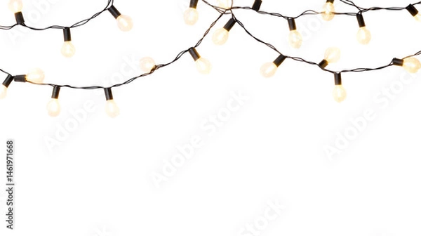 Obraz Decorative string lights with warm glow against transparent background