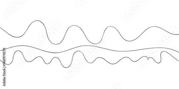 Fototapeta Set of thin line waves vector. Wave line set. Zigzag. Vector. Deferent types of wave lines. Abstract some black and white wavy lines background.	