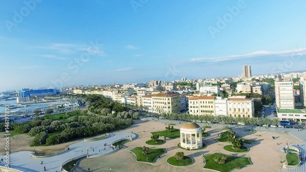 Fototapeta Aerial view of Mascagni Square in Leghorn, Tuscany