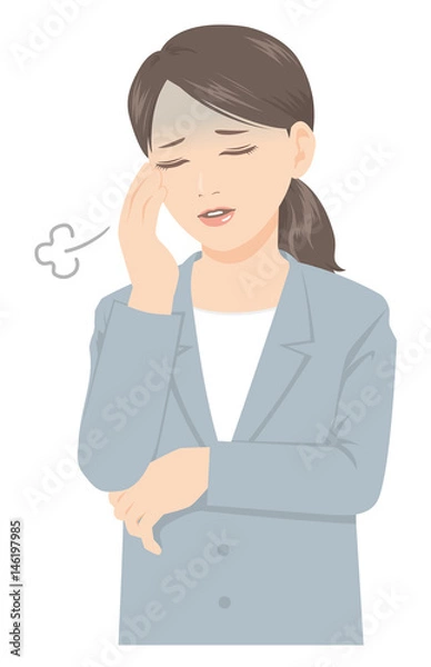 Obraz スーツの女性 ため息 体調不良 ストレス