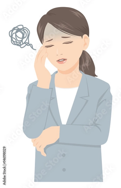 Obraz スーツの女性 ため息 体調不良 ストレス