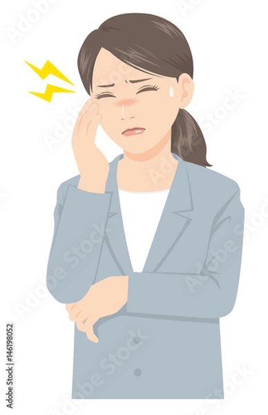 Obraz スーツの女性 頭痛 発熱 体調不良