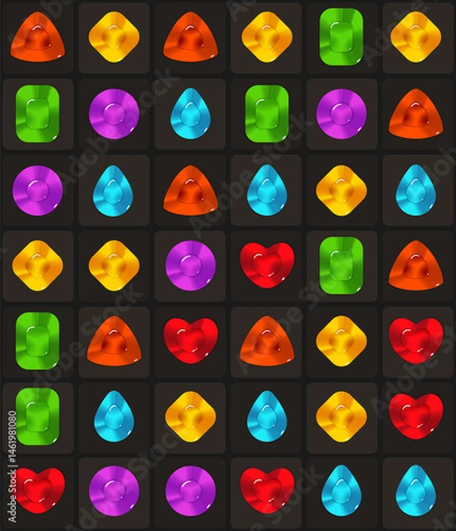 Obraz Enjoy the Colorful Jewel Match Game UI Board on a beautiful Background