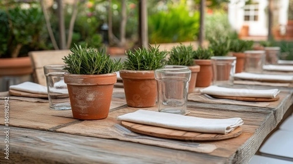 Fototapeta Rustic outdoor dining table setting