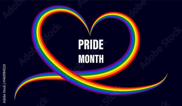 Fototapeta Banner for LGBT month with heart in colors of community flag. Vector illustration
