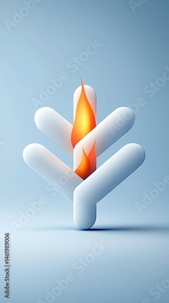 Fototapeta Abstract 3D Symbol Fire and Snow Heating and Cooling