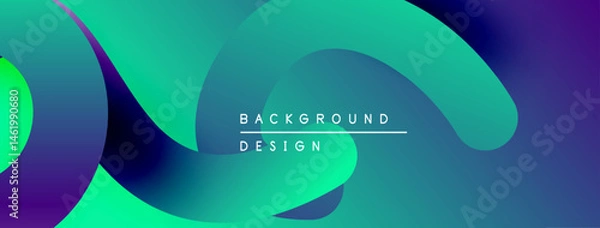 Fototapeta Abstract fluid shapes, vibrant turquoise, purple hues. Modern background design with text overlay. Smooth gradients create dynamic visual effect.