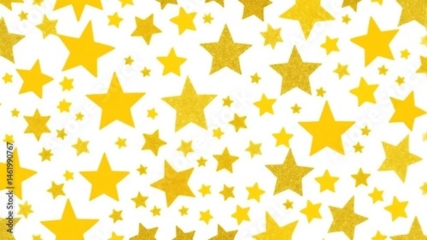 Obraz Seamless yellow stars glitter pattern on white background