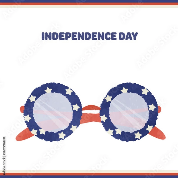 Obraz Cute American flag pattern sunglasses illustration 01