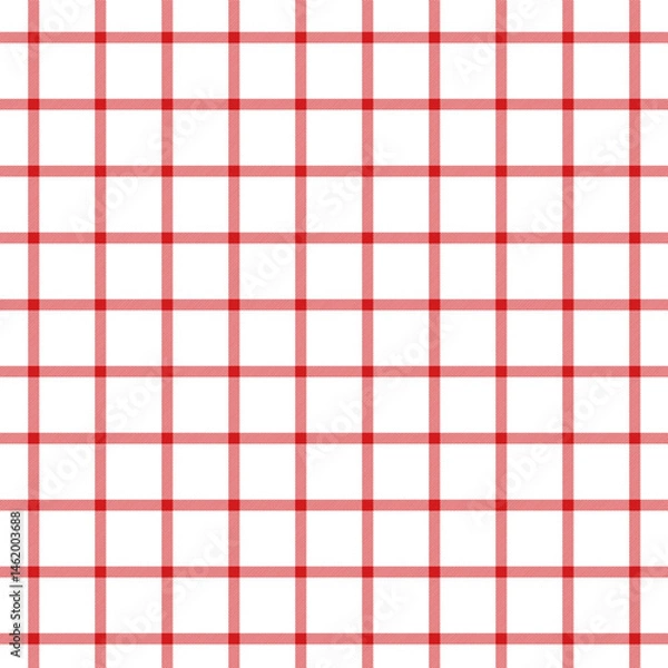 Fototapeta Vector illustration. Gingham Red Seamless Pattern on a white background, Red Cell Fabric Design, Fiery Red Check, Seamless plaid, fabric design