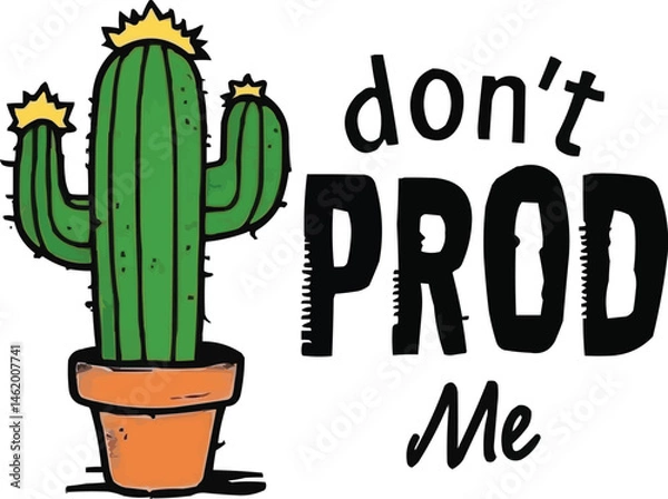 Fototapeta Playful and funny cactus illustration with quote. Generative AI.