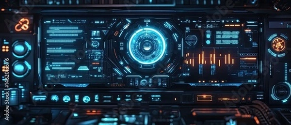 Obraz Futuristic Sci-Fi Control Panel Interface.
