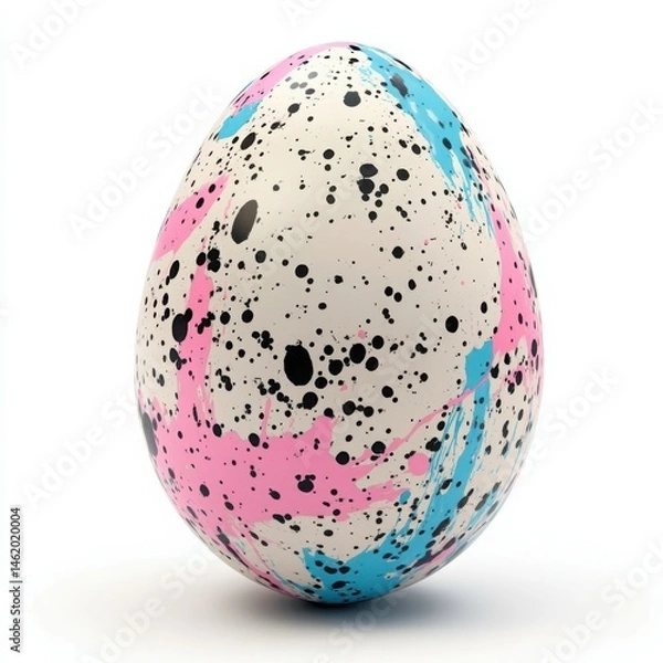 Obraz Decorated easter egg close up shot on a white background